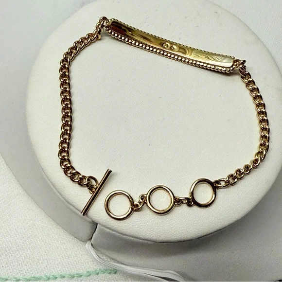 SWAROVSKI "Locket" Black Pave Crystal Bar Gold Plated Chain Bracelet Toggle - Picture 2 of 6